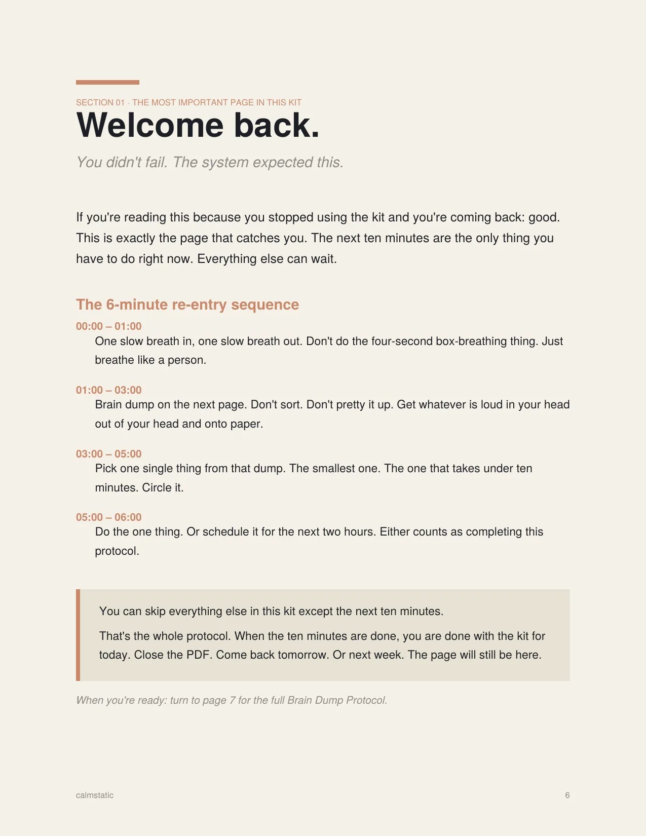 A printable Day 4 Recovery Protocol page from the Starter Kit, on warm wood.